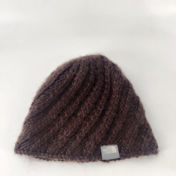 The North Face Wool Blend Chunky Knit Hat Unisex Choco Brown Ski Luxury - Picture 2 of 9
